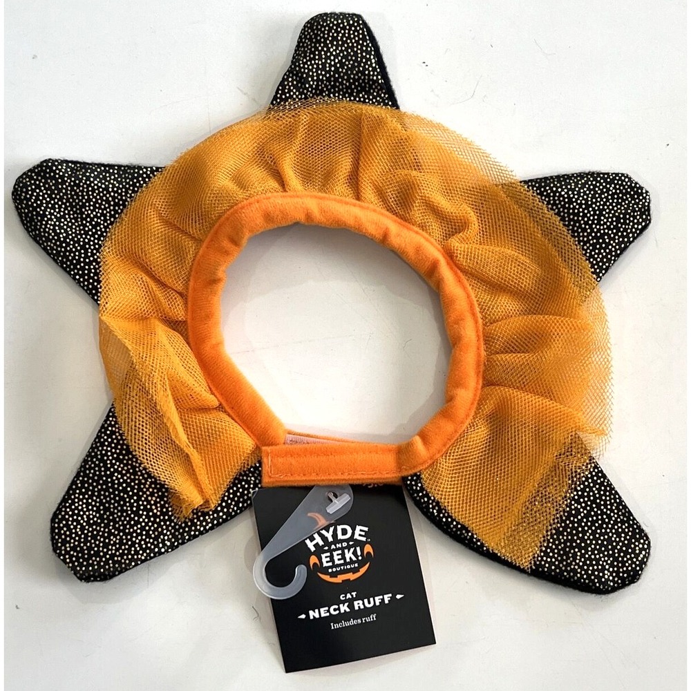 Hyde & Eek Boutique Halloween Pet Neck Ruff Cat Costume Collar Black Orange